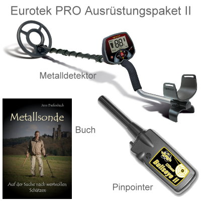 Schatzsucher Profi-Ausrüstungpaket (Eurotek PRO & Minisonde Bullseye II & Schatzsucherhandbuch)